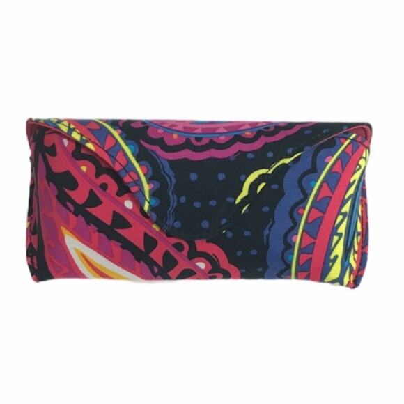 Vera Bradley Clam Shell Eyeglass Case Twilight Paisley Black Pink - Picture 4 of 4